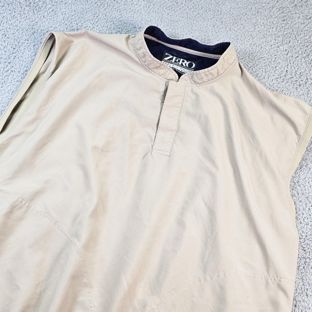 Zero Restriction Vest Mens 2XL Beige Golf Windbreaker Snap Pullover Lined USA